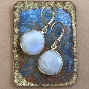 Natural Moonstone Gold Filled Sundance Charm Earrings